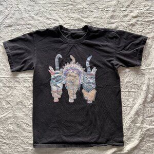 Vintage Native American Inspired Cat Graphic Tee - Women's Size Small